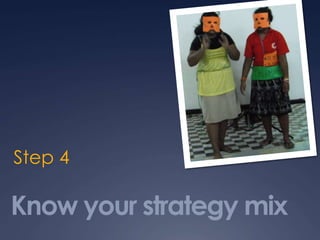 Know your strategy mix
Step 4
 
