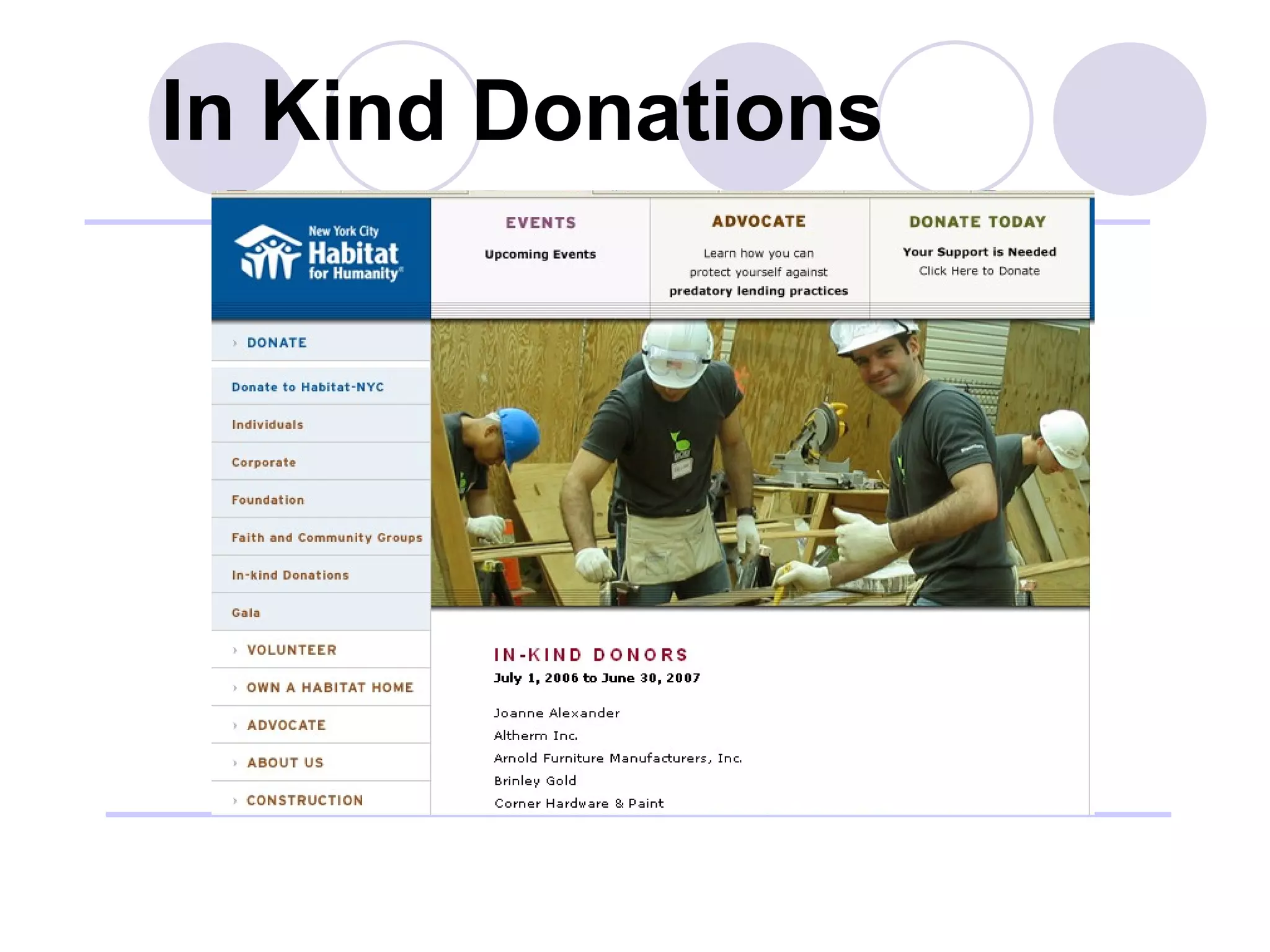 Charity Pt. 2 Get interns to be your in-kind donor as part of  their training In Kind Donations 