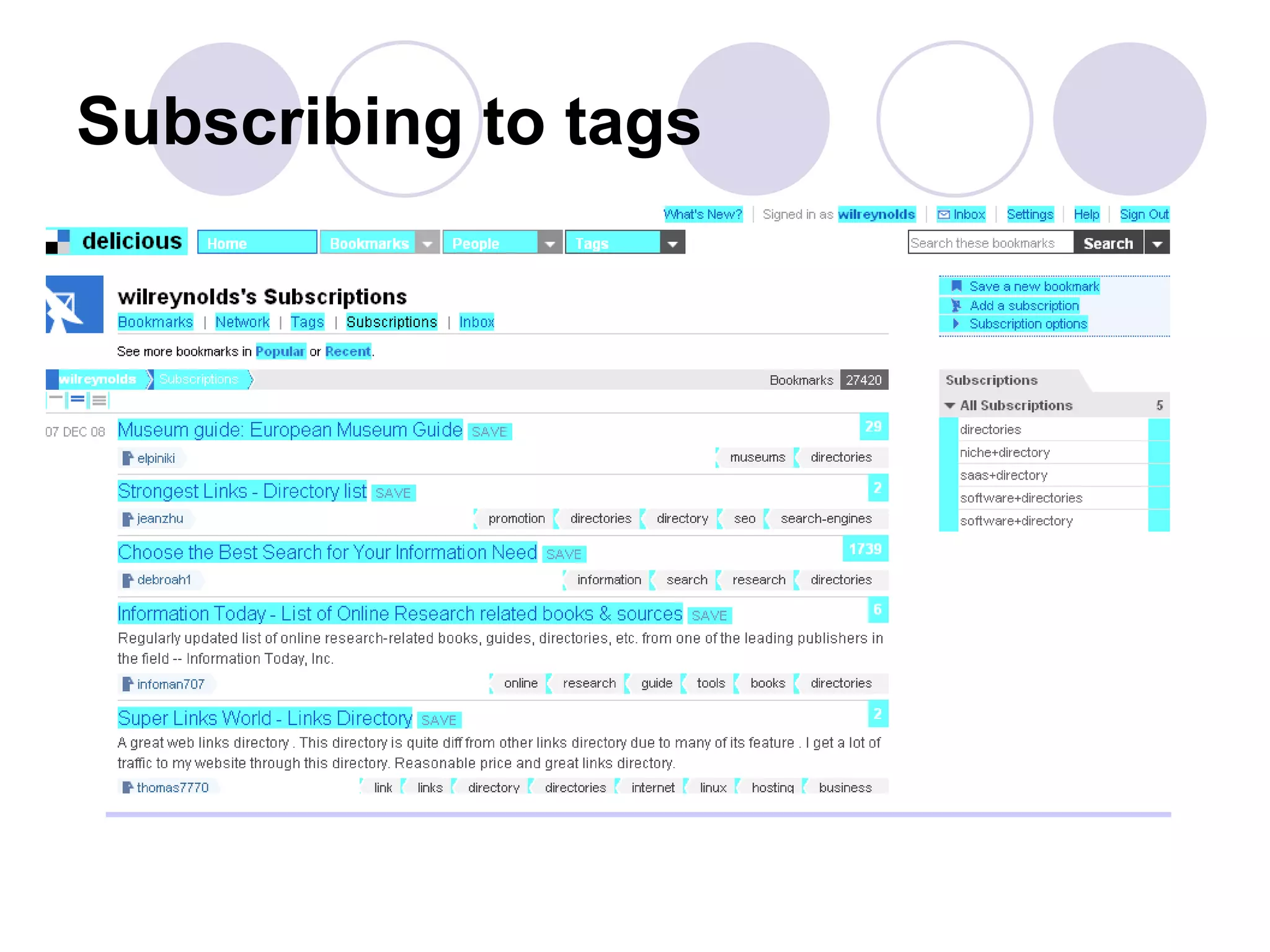 Subscribing to tags  