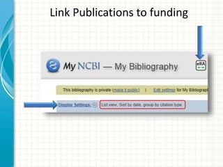 Link Publications to funding
 