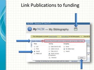 Link Publications to funding
 