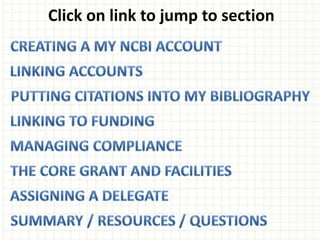 Click on link to jump to section
 