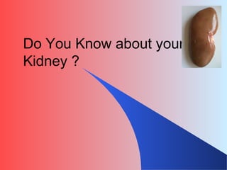 Do You Know about your
Kidney ?
 