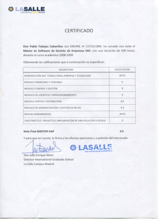Master SAP-La Salle Certificado