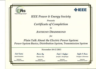 IEE PES Certificate