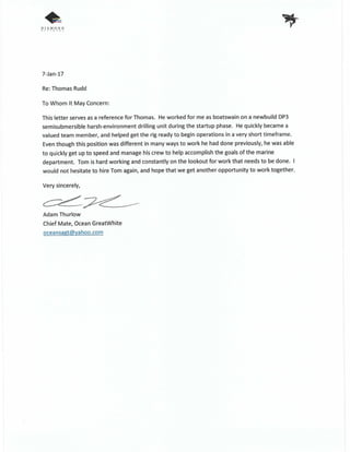 Reference letter for Tommo