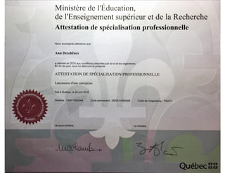Certificate of Professional Specialization