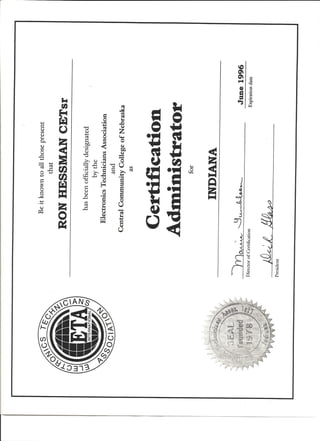ETA 1996 Certification Administrator
