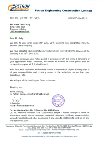 Releasing Letter - Petron