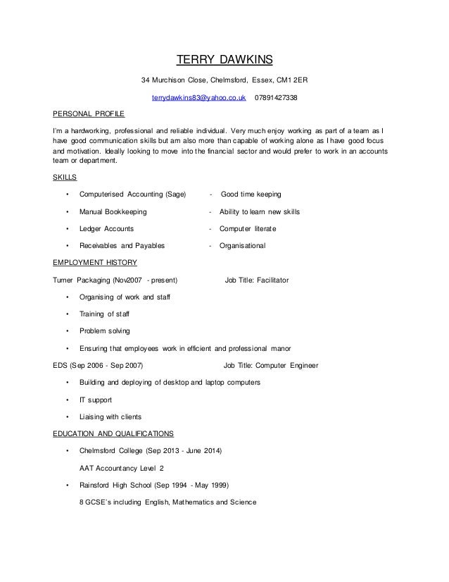 terry accountant cv accountant cv