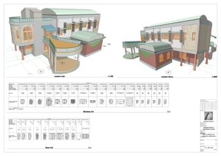 GSPublisherEngine 0.7.100.100
Modified by
Checked by
Drawing Name
Door List, Window List,
number two, number three
MASUNGA KGOTLA
CONFERENCE CENTRE
#Site Address1
#Site City
#Site Country
#Site Postcode
Drawing Status
Drawing Scale
1:1, 1:100, 1:200
Layout ID
A.01.3
Revision
Date
Date
RevID ChID Change Name Date
Company Title
Revision History
#Contact Company
#Contact Address1
#Contact City
#Contact Country
#Contact Postcode
Door Name Door 18 Door 18 Door with Transom 18 Door with Transom 18 Door with Transom 18 Double Door with Si... Double Door with Si... Double Door with... Metal Door 18 Rectangular ... Sliding Folding Mult...
Quantity 4 4 3 5 7 1 1 1 2 1 1
W x H Size 0,800x2,100 0,800x2,100 0,800x2,400 0,900x2,400 0,900x2,400 2,100x2,400 2,100x2,400 1,200x2,400 0,900x2,100 1,200x2,400 3,750x2,700
Orientation L R L R L L R R R
Door head height 2,200 2,200 2,500 2,500 2,500 2,500 2,500 2,500 0,950 2,500 2,700
2D Symbol
800 800 800 900 900 2 100 2 100 1 200
900
3 750
View from Side
Opposite to Opening
Side
800
2100
800
2100
800
2400
900
2335
900
2335
2 100
2400
2 100
2335
1 200
2335
900
2100
1 200
2400
3 750
2700
Door List
Window Name 2-Sash Sliding Window 18 Arch Top Window 18 Arch Top Window 18 Arch Top Window 18 Double Window 18 Double Window 18 Glass Block Wall 18 Horizontal Multi-Sash Window... Triple Window 18 Variable Window 18 Variable Window 18 Vertical Multi-Sash Windo... Vertical Multi-Sash Windo... Window 18 Window 18 Window 18 Window 18 Window 18 Window 18
Quantity 1 1 2 5 1 3 2 8 2 2 2 1 1 1 1 1 2 2 4
W x H Size 1 200x1 500 1 200x1 800 1 200x1 800 2 000x3 000 1 500x1 500 1 500x1 500 1 500x1 500 2 500x1 500 1 800x750 1 200x1 500 1 200x1 500 2 700x1 500 2 700x3 750 600x900 600x900 600x1 500 600x900 600x1 800 600x1 500
Orientation R L L L R R R R L L L
Window sill height 900 900 900 500 1 350 900 900 2 000 2 100 900 900 1 388 155 644 900 2 000 1 500 900 2 000
Window head height 2 400 2 700 2 700 3 500 2 850 2 400 2 400 3 500 2 850 2 400 2 400 2 888 3 905 1 544 1 800 3 500 2 400 2 700 3 500
2D Symbol 1 200 1 200 1 200 2 000 1 500 1 500 1 500 2 500 1 800 1 200 1 200 2 700 2 700 600 600 600 600 600 600
View from Side Opposite
to Opening Side
1 200
1500
1 200
1800
1 200
1800
2 000
3000
1 500
1435
1 500
1435
1 500
1500
2 500
1435
1 800
685
1 200 1435 1 200
1435
2 700
1500
2 700
3750
600
835
600
900
600
1435
600
835
600
1735
600
1435
Window List
Window Name Window 18
Window List
Door List 1:1
Window List 1:1
number two 1:100 number three 1:200
 