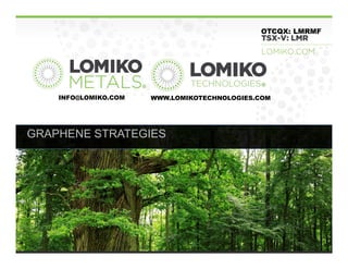 GRAPHENE STRATEGIES
INFO@LOMIKO.COM
OTCQX: LMRMF
WWW.LOMIKOTECHNOLOGIES.COM
 