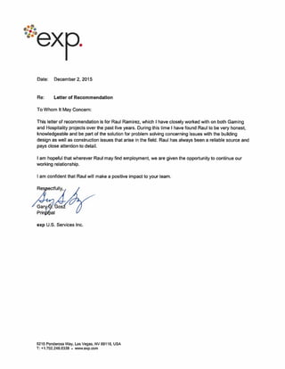 EXP Letter of Recommendation