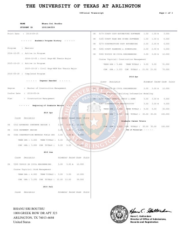 UTA Transcript