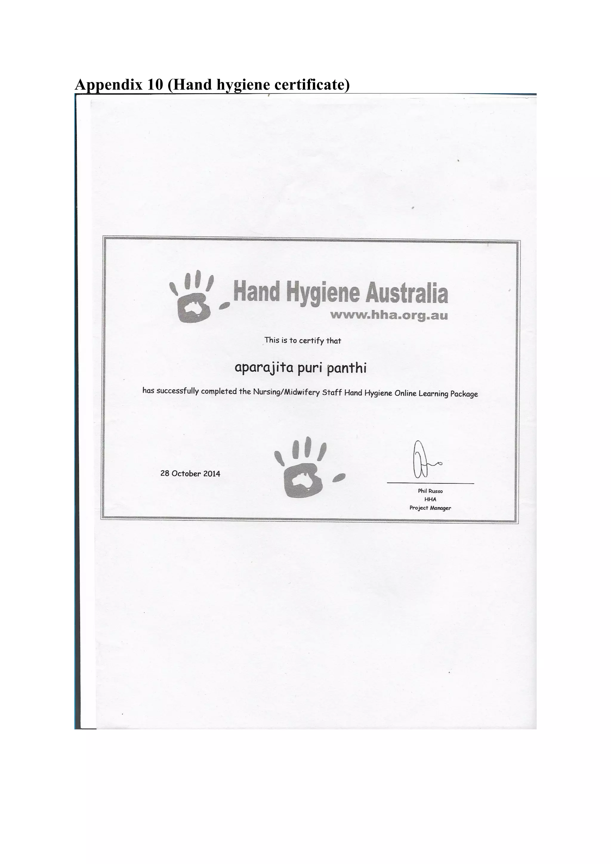 Appendix 10 (Hand hygiene certificate) | PDF