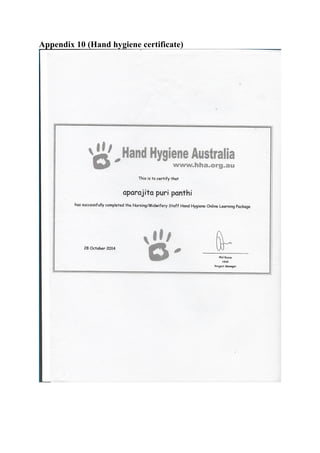 Appendix 10 (Hand hygiene certificate)
 