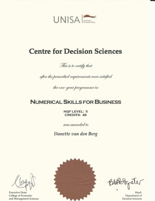 Numerical skills for Business and programming