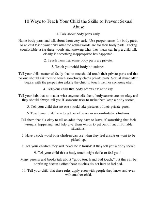 10 Ways To Teach Your Child The Skills To Prevent Sexual Abuse