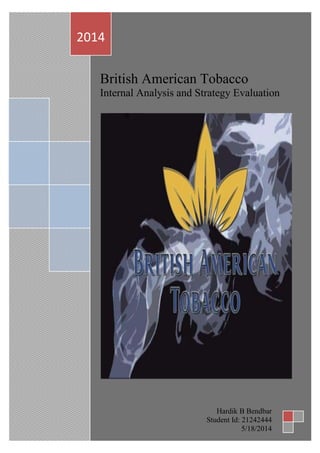 British American Tobacco
Internal Analysis and Strategy Evaluation
2014
Hardik B Bendbar
Student Id: 21242444
5/18/2014
 