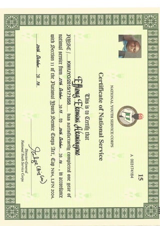 MY NYSC CERTIFICATE