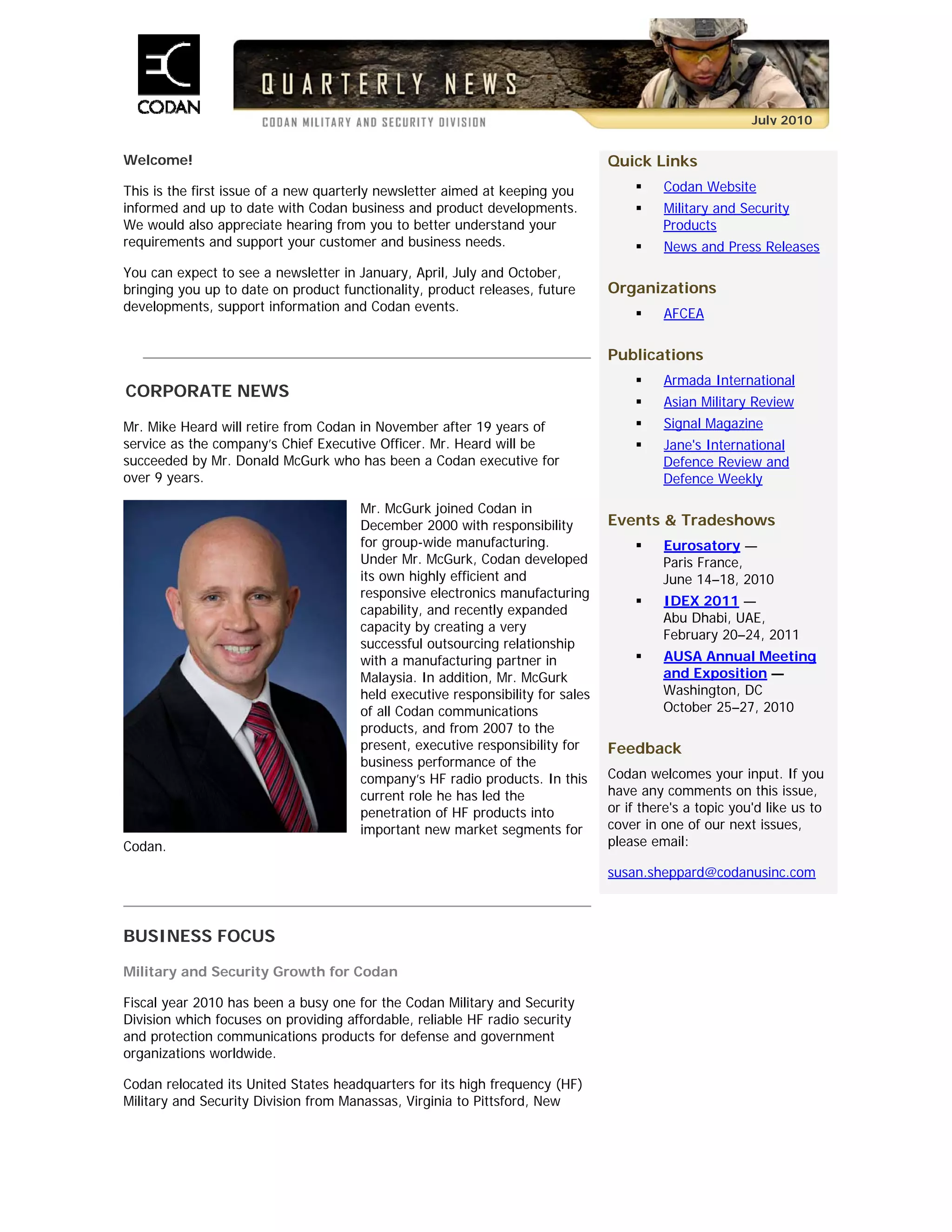 Codan Newsletter July 2010 | PDF