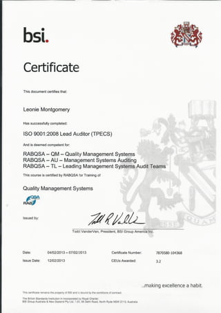 BSI QMS Certificate