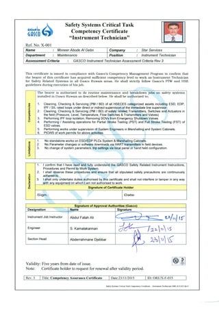 Competency Certificate - Moneer Al Gebn