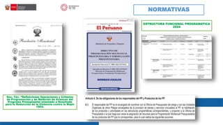 ESTRUCTURA FUNCIONAL PROGRAMATICA
2024
Doc. Téc. “Definiciones Operaciones y Criterios
de Programación y de Medición de Avances del
Programa Presupuestal orientado a Resultado
para la Reducción de la Violencia contra la Mujer
1002:
NORMATIVAS
 