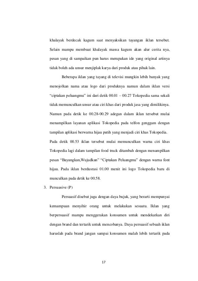 Pengaruh Pesan Iklan Tokopedia Versi Ciptakan Peluangmu Terhadap Mi