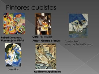 Picasso: "Les Demoisellesd'Avignon", 1907.Óleo sobre lienzo.LasDemoiselles de Picasso es vista no sólo como la primera pintura del movimiento cubista sino también como la obra más importante en el desarrollo de la pintura del siglo XX.