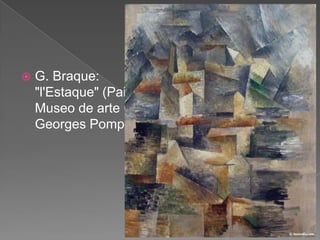 Picasso:"Naturemorteauviolon et auverre de Bass" (Bodegón con violín y vaso de Bass), 1913-14.Museo de arte Contemporáneo, Centro Georges Pompidou, París.