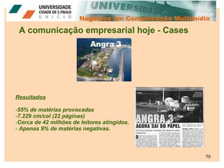 Negócios em Comunicação Multimídia A comunicação empresarial hoje - Cases Angra 3 <ul><li>Resultados </li></ul><ul><li>55%...