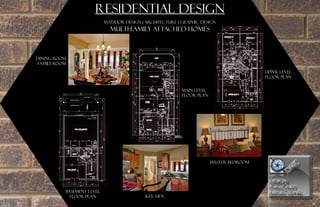 PORTFOLIOPORTFOLIO
REFLECTIONSREFLECTIONS
DESIGN
								
DESIGN
								
RESIDENTIAL DESIGN
INTERIOR DESIGN | ARCHITECTURE | GRAPHIC DESIGN
MULTI-family ATTACHED homes
MASTER BEDROOM
dining room
family room
kitchen
BASEMENT LEVEL
FLOOR PLAN
MAIN LEVEL
FLOOR PLAN
UPPER LEVEL
FLOOR PLAN
 