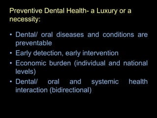 Lecture 1 introduction to preventive dental health | PDF