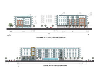 BLDG B - WEST ELEVATION ON WOORNEF
RILEY ST. GAINES ST.
PL PL
12’-0” 12’-0” 6’-6”6’-0” 276’-0”
BLDG A & BLDG B - SOUTH ELEVATION (GAINES ST.)
NAPA ST.
PL
PL
373’-0”
10’-0” 10’-0”
13
9
80’-6” 146’
4
13
5
7 8 4
1
11
10
 