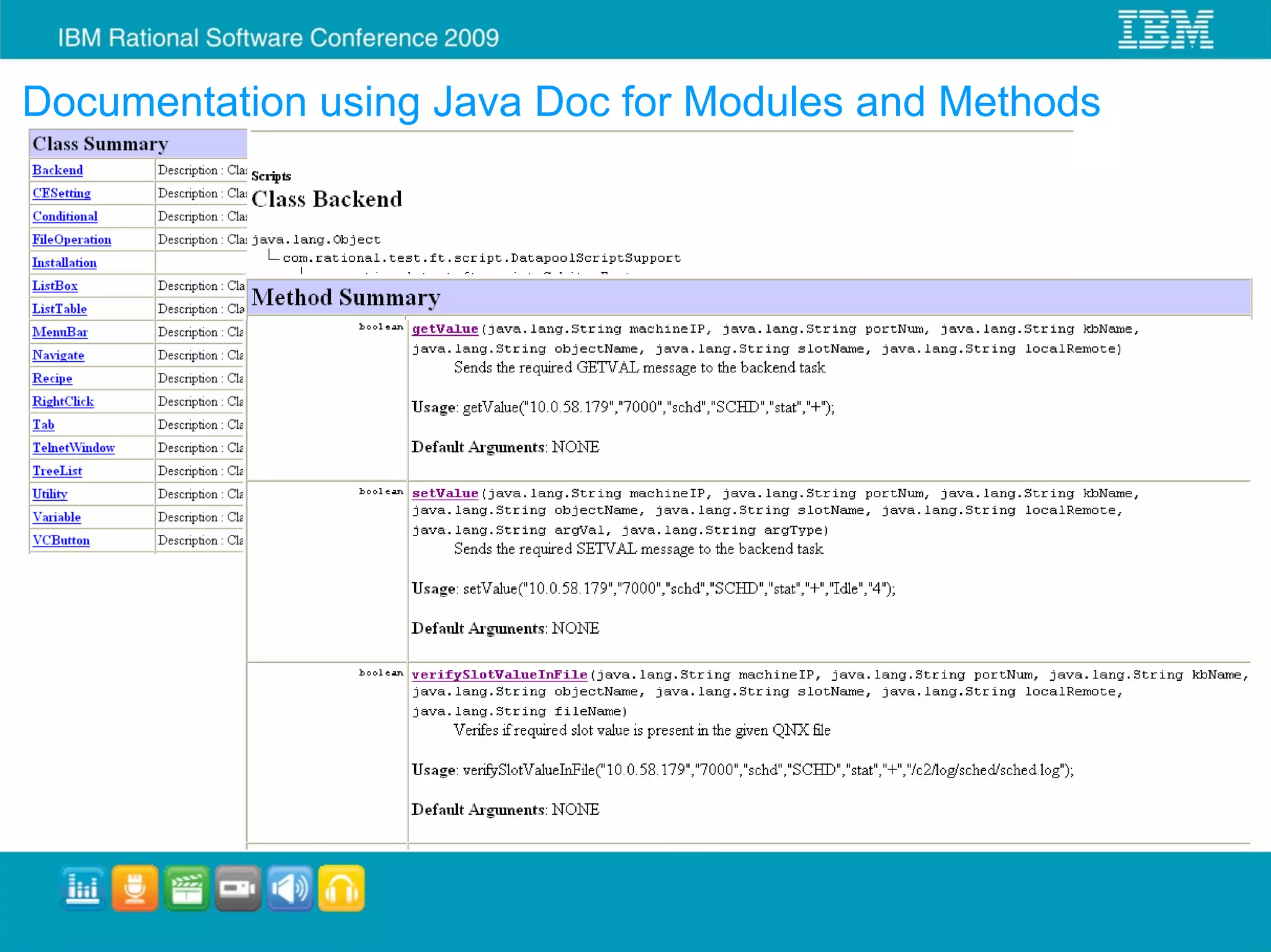 Documentation using Java Doc for Modules and Methods
 
