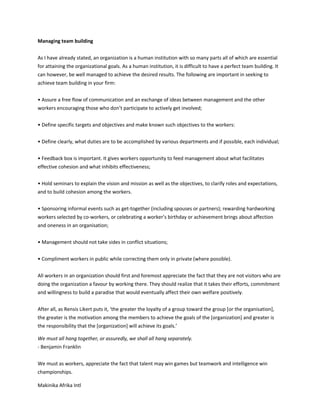 THE POWER OF TEAM BUILDING AND TEAMWORK | PDF