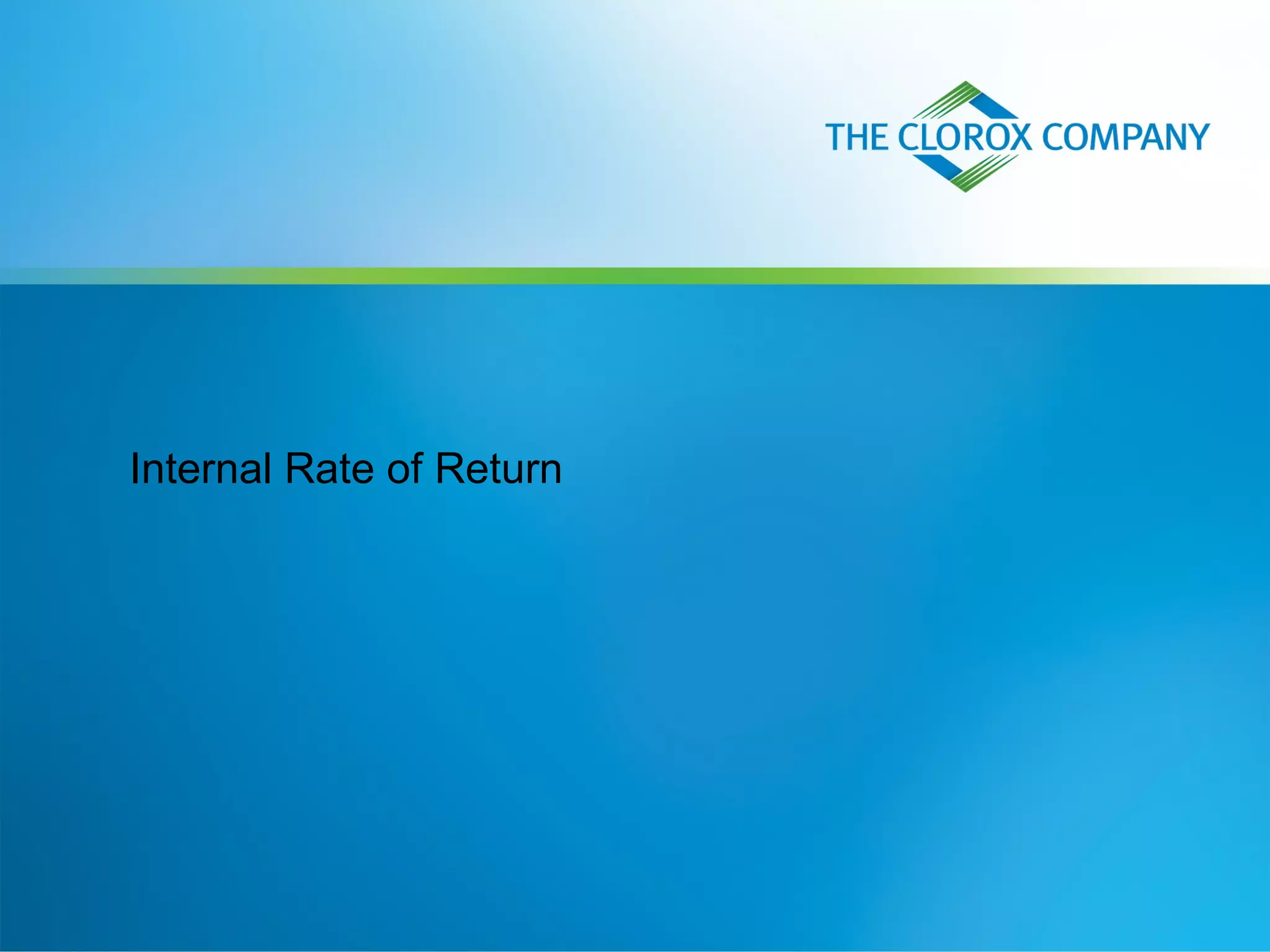 Internal Rate of Return
 