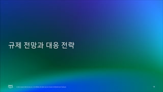 © 2025, Amazon Web Services, Inc. or its affiliates. All rights reserved.
© 2025, Amazon Web Services, Inc. or its affiliates. All rights reserved. Amazon Confidential and Trademark.
규제 전망과 대응 전략
18
 