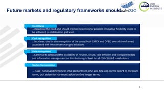 5
Future markets and regulatory frameworks should...
...Recognize the need and should provide incentives for possible innovative flexibility levers to
be activated on distribution grid level.
...Set clear rules for the recognition of the costs (both CAPEX and OPEX, over all timeframes)
associated with innovative smart grid solutions
...Continue to safeguard the availability of neutral, secure, cost-efficient and transparent data
and information management on distribution grid level for all concerned stakeholders.
Incentives
Cost recognition
Data management
… Take national differences into account (no one-size-fits all) on the short to medium
term, but strive for harmonization on the longer term;
Market Harmonization
 