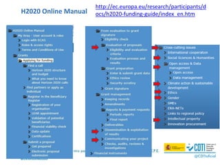 H2020 Online Manual
http://ec.europa.eu/research/participants/d
ocs/h2020-funding-guide/index_en.htm
 