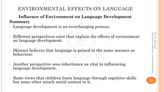 Environment For Language Development Language Development, Theories and Components | PDF