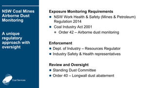 Coal Services NSW Coal Mines Airborne Dust Monitoring Framework - Mark ...