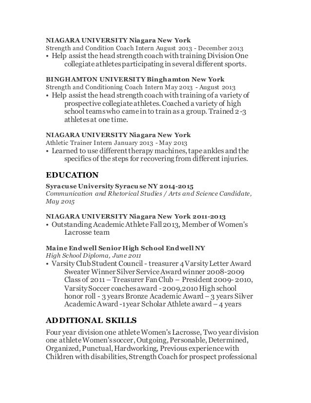 Division 1 athlete resume