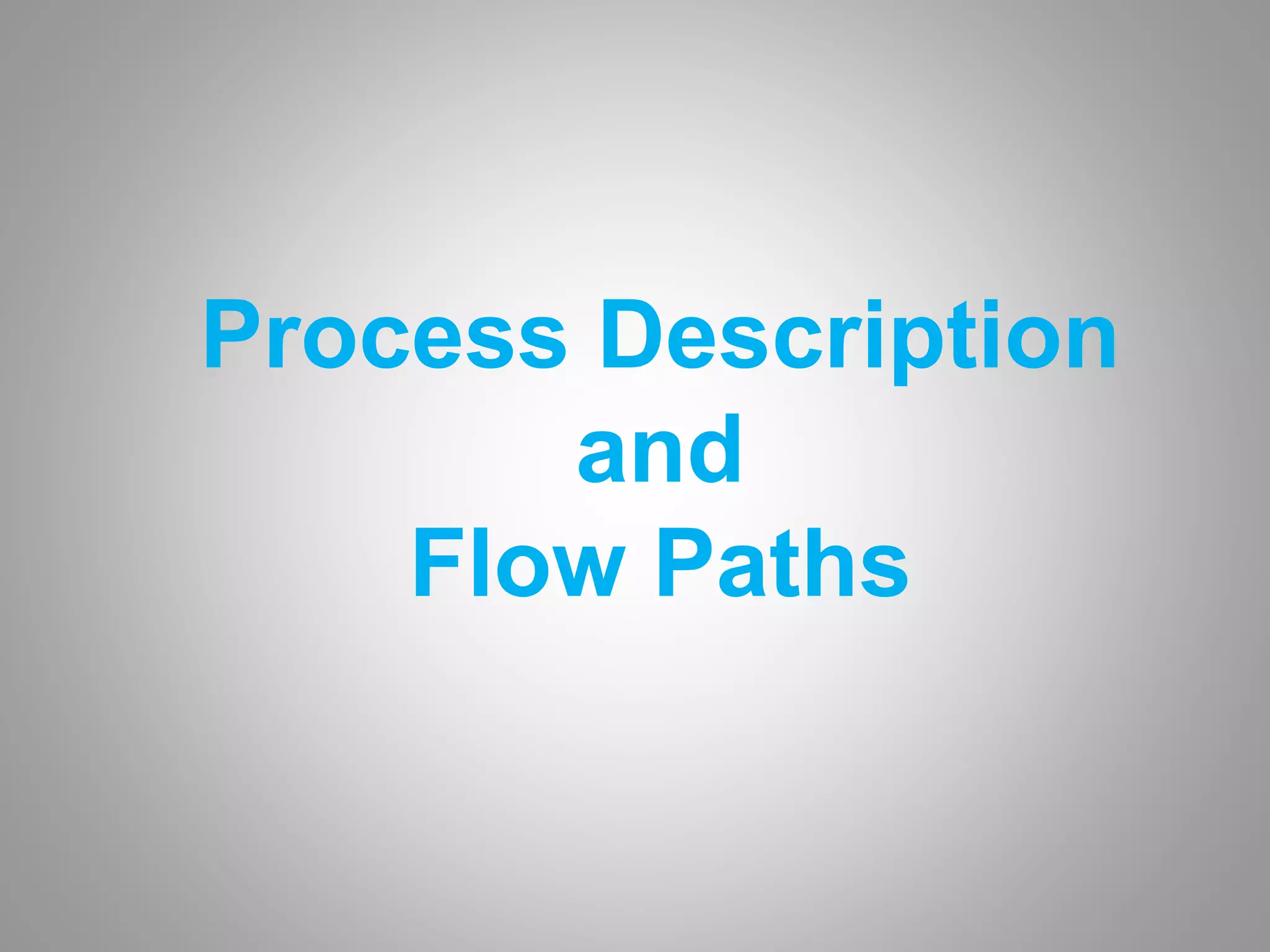 Process Description
and
Flow Paths
 