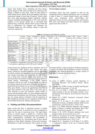 4. Level of Female Literacy and Its Differentials in | PDF