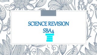 SCIENCEREVISION
SBA4
Standards
4-LS1-1
4-LS1-2
4-ESS1-1
 