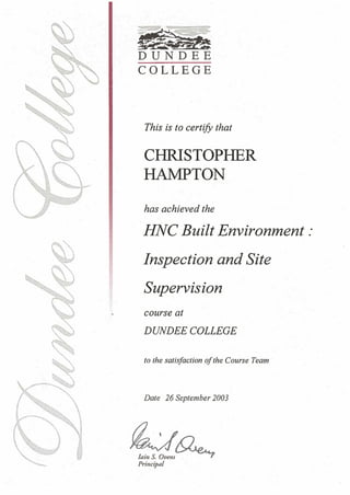 Inspection & Site Supervion HNC 