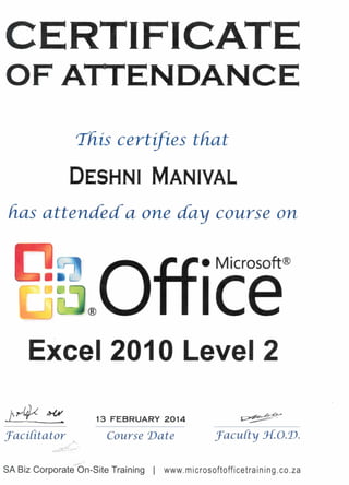 Excel Level 2 Certificate