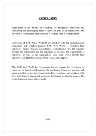 Project on recruitment and selection process | PDF